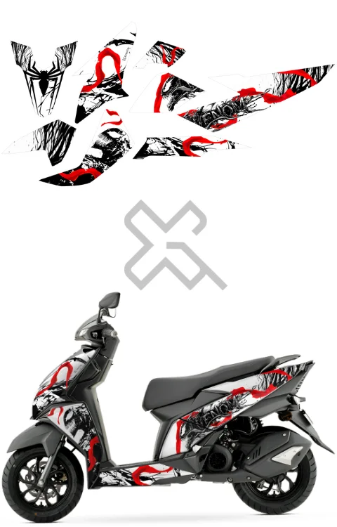 Venom Edition Full Body Sticker Compatible with Ntorq 125 | Printed In Premium Gloss Vinyl With FPF(Fade Protection Film), Water Proof,  Precut Sticker, Pack Of 1 Compatible with Both Side